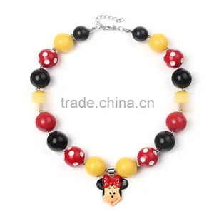 Wholesale Baby Girl Christmas Red And Yellow Chunky Necklace And Baby Girl Hairband Set thumbnail-2