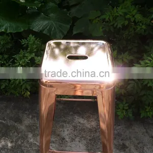Vintage French Style Rose Gold Industrial Outdoor Metal Bar Stools Quality Choice thumbnail-3