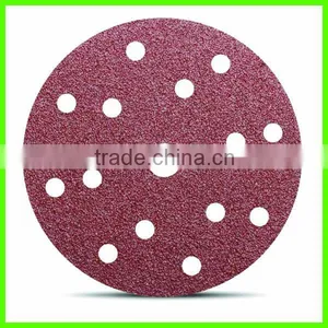 Red Round Aluminum Oxide Hook and Loop Disc Sandpaper Disc Made in China thumbnail-3