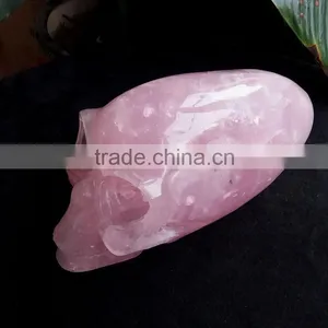 Large Natural Rose Quartz Crystal Alien Skull for Wholesale thumbnail-4