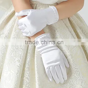 Age 4-Age14 Girls Satin Pearl Confirmation Wedding Communion Halloween Christmas Flower Girl Gloves thumbnail-1