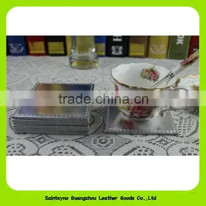 Waterproof Glass Tableware PU Leather Square Coasters For Cup 16020 thumbnail-5