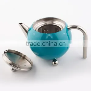 Stainless Steel 18/8 Sprayed Color Food Safety Round 1.3L Tea Pot/water Kettle/mug With Three Legs thumbnail-2