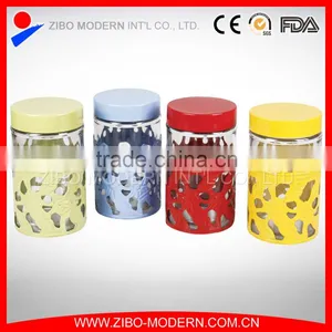 Hot Sale Set 4 Stainless Steel Coating Air Seal Decorative Large Glass Storage Jars thumbnail-5