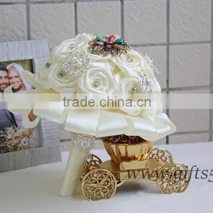 White Fabric Wedding Bouquet,Brooch Bouquet for Romantic Wedding thumbnail-1