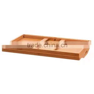 Bamboo Bed Tray Folding Breakfast TV Laptop Tray Table Hospital Serving Tray W' Handles Foldable Legs thumbnail-3