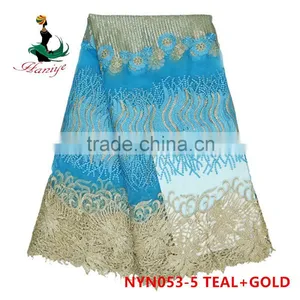 2016 Haniye Nigeria African Tulle Lace Fabric Embroidery French Net Lace Fabric for Wedding/NYN53 thumbnail-5