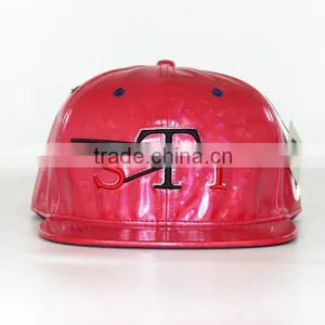 Leather Flat Bill Hat,hiphop Flat Brim Cap Hat,leather Flat Brim Snapback Hat thumbnail-1