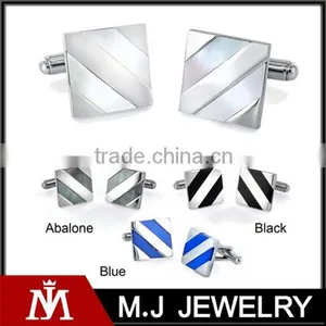 Men's Stainless Steel Diagonal Stripe Inlay Cuff Links thumbnail-1