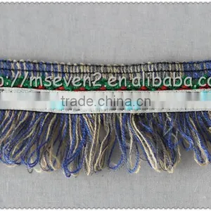 6.3cm Polyester Fringe Tassel, Woolen Fringe Trimming With Jacquard, Decorative Jacquard Tape for Garment thumbnail-4