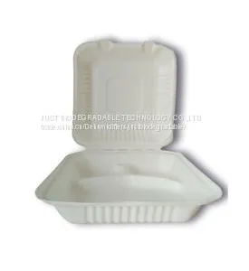 JUST Biodegradable Sugarcane & Bamboo Lunch Box Clamshell H9