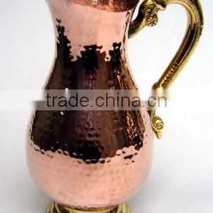 Copper Water Pitcher Jug Hammered thumbnail-1