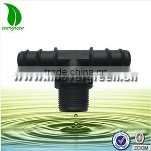 Drip Connector Tee Pipe Fittings Drip Tape 2 Barb 1 Male Plastic Tee thumbnail-1
