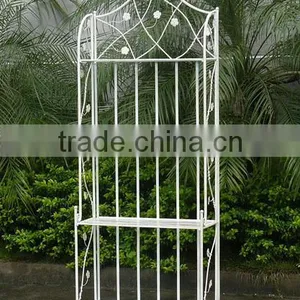 Wrought Iron 4 Tier Shelf Antique White Garden Shelf Plant Stand thumbnail-1
