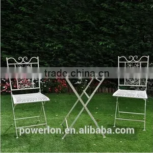White Bistro Set With Foldable Table and Chairs thumbnail-3