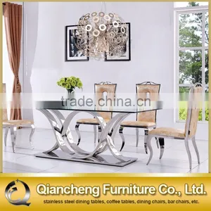 2017 Latest Stainless Steel Marble Dining Table Dining Furniture thumbnail-2