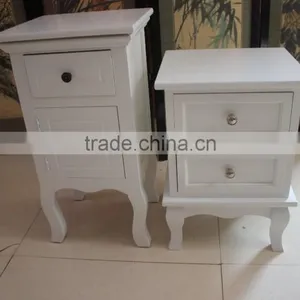 UEnjoy Shabby Chic Pair of Bedside Table Unit Wooden Cabinet 2 Drawers Nightstand Bedroom thumbnail-1