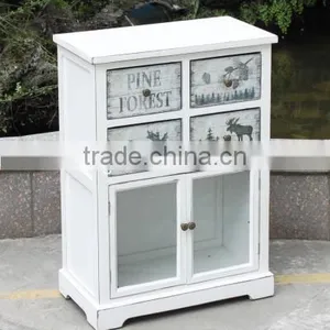 White Rustic Wood Furniture Living Room Cabinet thumbnail-1