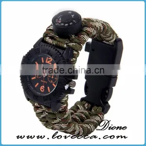 Multifuctional Paracord Survival Watch With Compass Whistle Fire Starter Watchband Bracelet Outdoor Activities Tool thumbnail-5