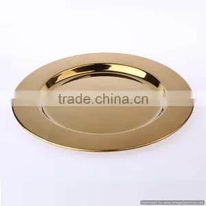 Gold Plated Metal Shiny Wedding Charger Plate thumbnail-1