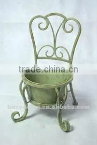 Tiny Chair With Metal Flower Pot thumbnail-1