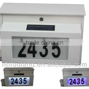 FQ-195 Metal Solar Power House Numbers Mailbox With Two Choice of LED Light Color Solar Power Address Number Light thumbnail-1
