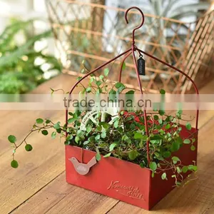 Hanging Flower Pots Large Metal Iron Bucket Flower Holder Garden/Balcony Planter thumbnail-1