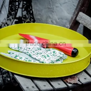Fancy Round Colorful Printed Custom Metal Tin Dinner Plate Tin Tray Antislip Bar Serving Tin Trays thumbnail-4