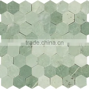 MM-CV262 Hot Selling Floor Decoration Natural Stone Green Marble Hexagon Floor Mosaics Tile thumbnail-1