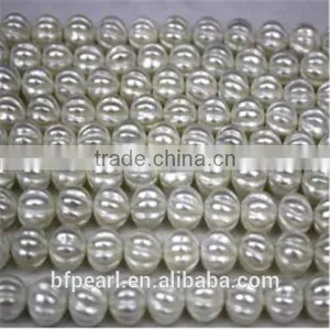 Wholesale Price of 10mm White Pumpkin Shape Shell Pearls Loose Strands Jewelry thumbnail-1
