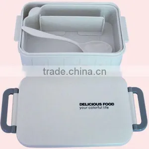 1.4LFood Grade Rectangle Two Layer Plastic Lunch Box With Spoon thumbnail-3