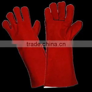 Red Welding Gloves In Leather thumbnail-1