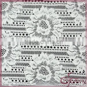 White Flower Design Jacquard Cotton Nylon Warp Knitting Fabric Cotton Lace Fabric for Dress thumbnail-3
