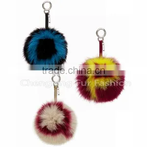 CX-R-38 Highly Genuine Fox Fur Ball Keychain Trinket Alphanumeric Bags Accessories Key Chain thumbnail-3