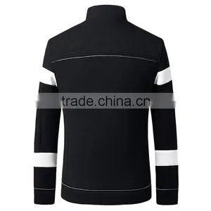 Color Block Fleece Men's Jacket Full Zipper up Bomber Jacket for Man thumbnail-3