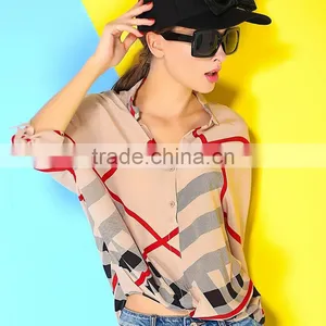 2015 HOYUGO Women Fashion Casual Blouse Designs, Smart Casual Wear Blouse, Silk Casual Blouse for Fat Woman. thumbnail-3