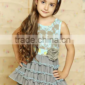 Sleeveless Printing Wholesale Clothing Children Frocks Designs Ruffle Dress thumbnail-2