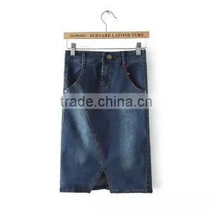 EY0590A 2015 New Style Women Pure Color High Waist Jeans Splicing Dress thumbnail-1
