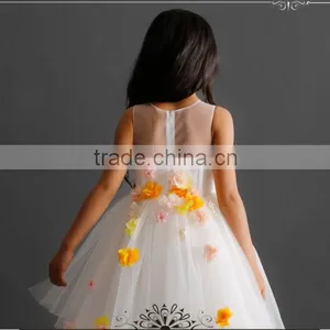 New Fashion Girl Floral Dress Pretty Girl Princess Dress With Yellow Flower Cute Kids Clothing GD90427-2 thumbnail-2