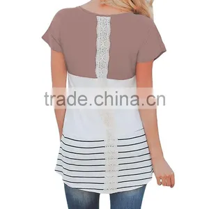 Latest Custom Fashion Ladies Short Sleeve Blouses for Wholesale 2017 thumbnail-2