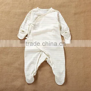 2017 Spring Long Sleeves Baby Infants Romper Stripe Pattern Natural Colored Cotton Bodysuit Jumpsuit Onesie Wear Clothes thumbnail-1