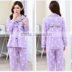 Ms Age Season Cardigan Pajamas Women Long Sleeve Cotton 2017 New Leisurewear Suit Factory Wholesale Casual and Comfortable thumbnail-5