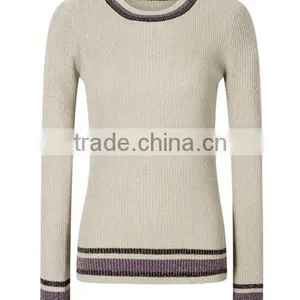 2017 Womens Round Neck Tight Fitted Knit Pullover Distressed Sweater Design With Lowest Price thumbnail-3