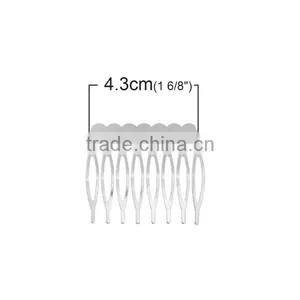 Iron Based Alloy Hair Clips Findings Comb Silver Tone 43mm x 39mm thumbnail-2
