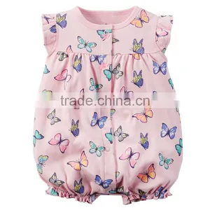 Summer Short Sleeves Cartoon Cotton Newborn Baby Girls Boys Jumpsuits thumbnail-3