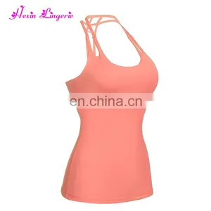 Oem Factory Wholesale Fashion Women Sports Yoga Orange Tank Top Gym thumbnail-4