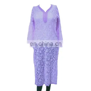 Red Designer Kurti Lakhnavi Mirror Work thumbnail-6