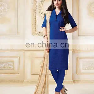 Blue Colored Banarasi Chanderi Suit. thumbnail-1