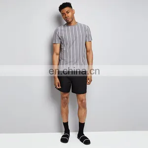 Latest Design Cheap Wholesale Fashion Stripped Printing Men Short Sleeve t Shirt thumbnail-1
