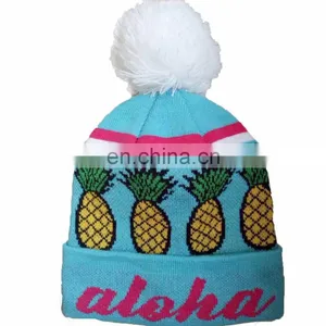 Custom Knit Weave Figure Baby Beanie With Pom Pom thumbnail-3